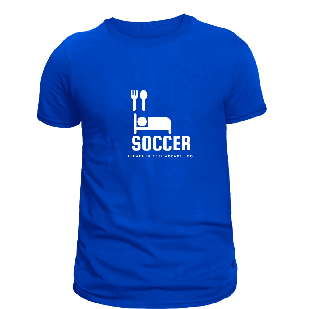 Eat Sleep Soccer Icons Blue Tee