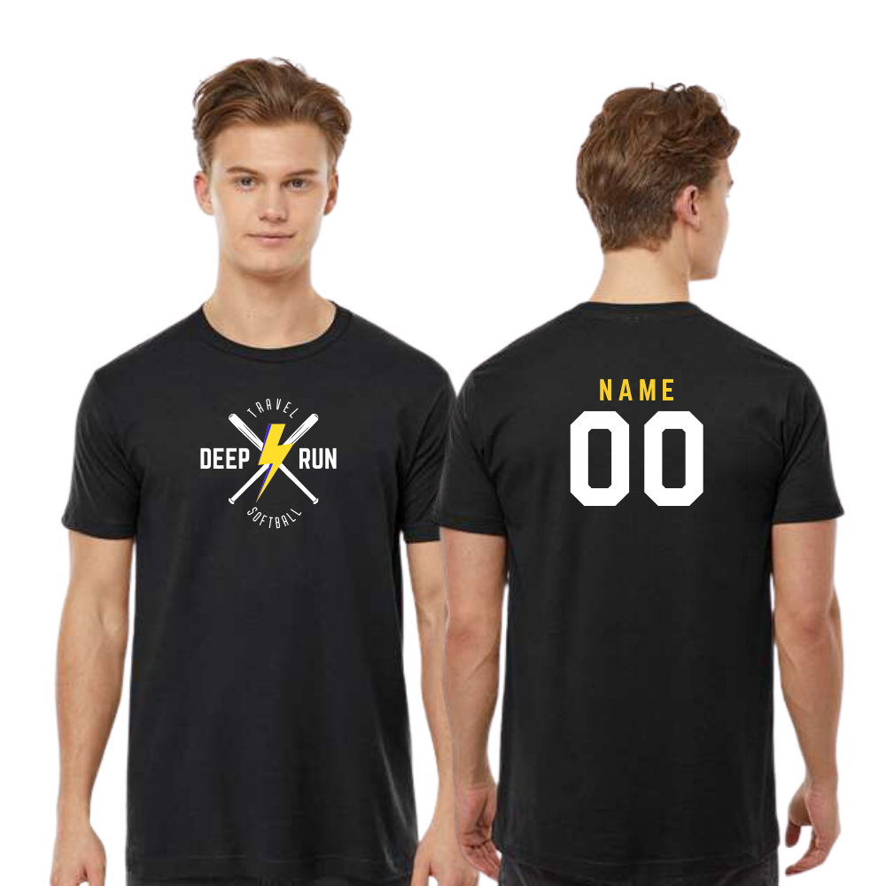 Deep Run Softball SS Unisex Cotton Tee Custom Name & Number Bolt