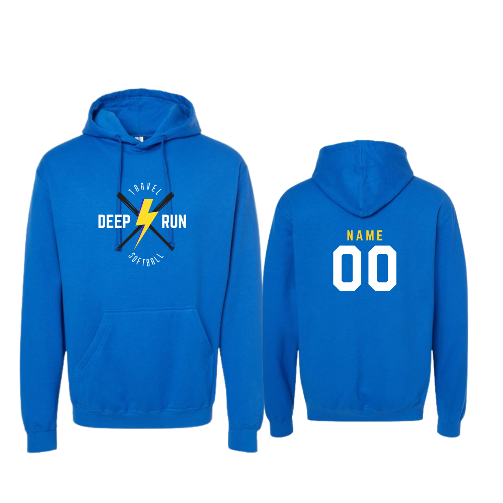 Deep Run Softball Custom Name & Number Unisex Hoodie Bolt