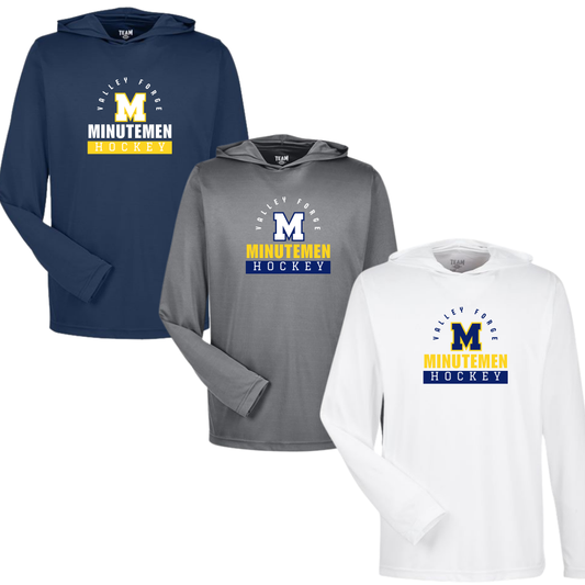 Minutemen Ice Hockey LS Performance Tee W/Hood Bold