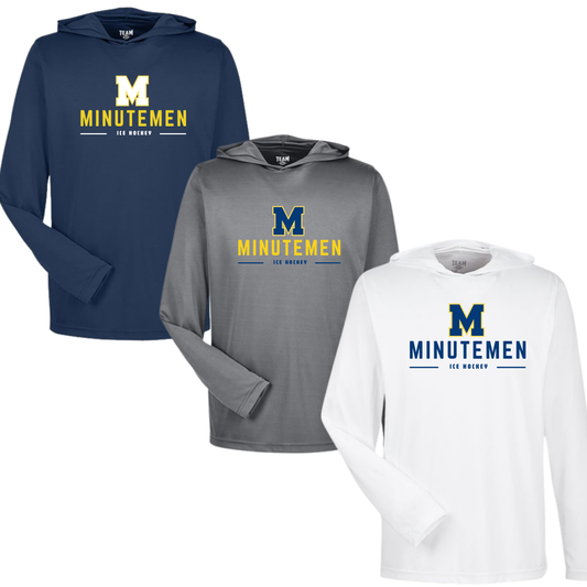 Minutemen Ice Hockey LS Performance Tee W/Hood Campus