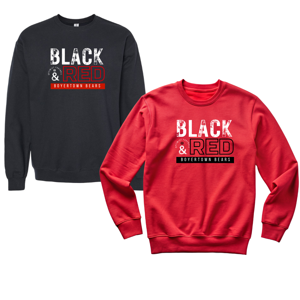Boyertown Youth Football Unisex Crewneck Black&Red