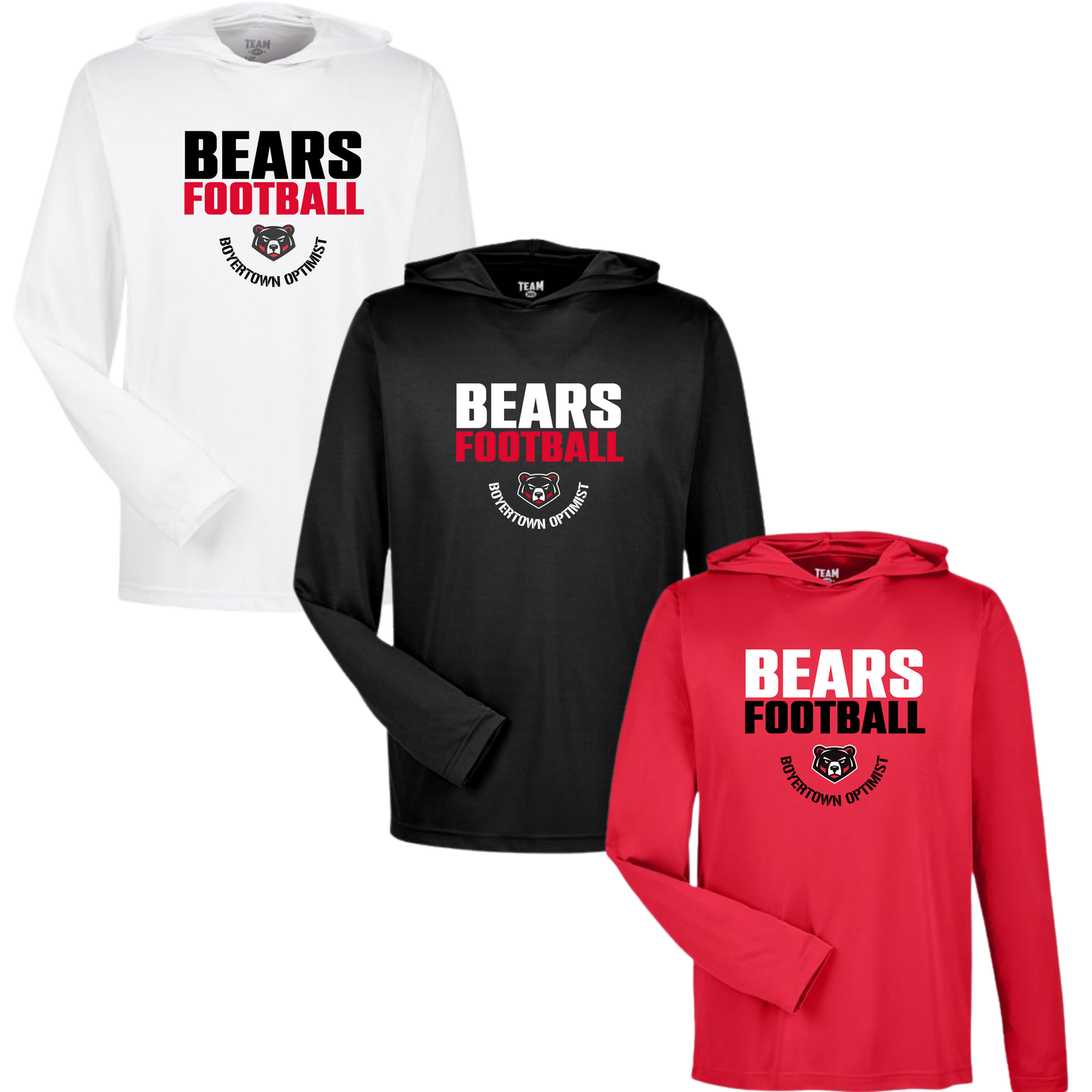 Boyertown Optimist Football Unisex Hooded Performance LS Tee - Dominate