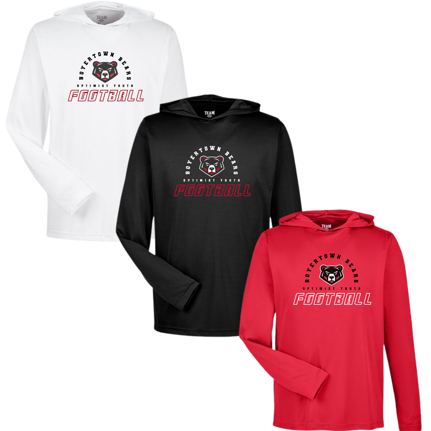 Boyertown Optimist Football Unisex Hooded Performance LS Tee - First Down