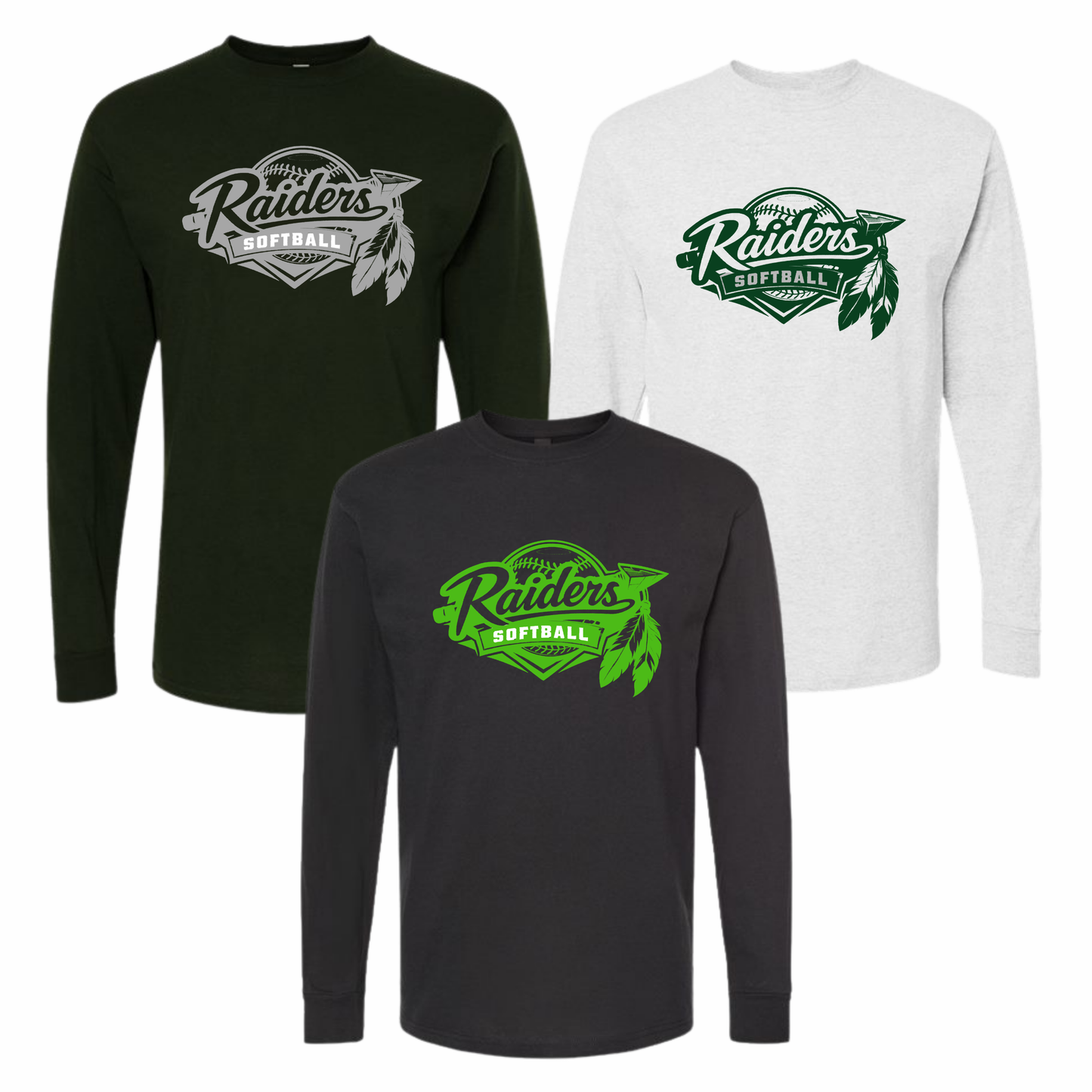 Twin Valley Softball Unisex LS Cotton Tee Raiders Spear