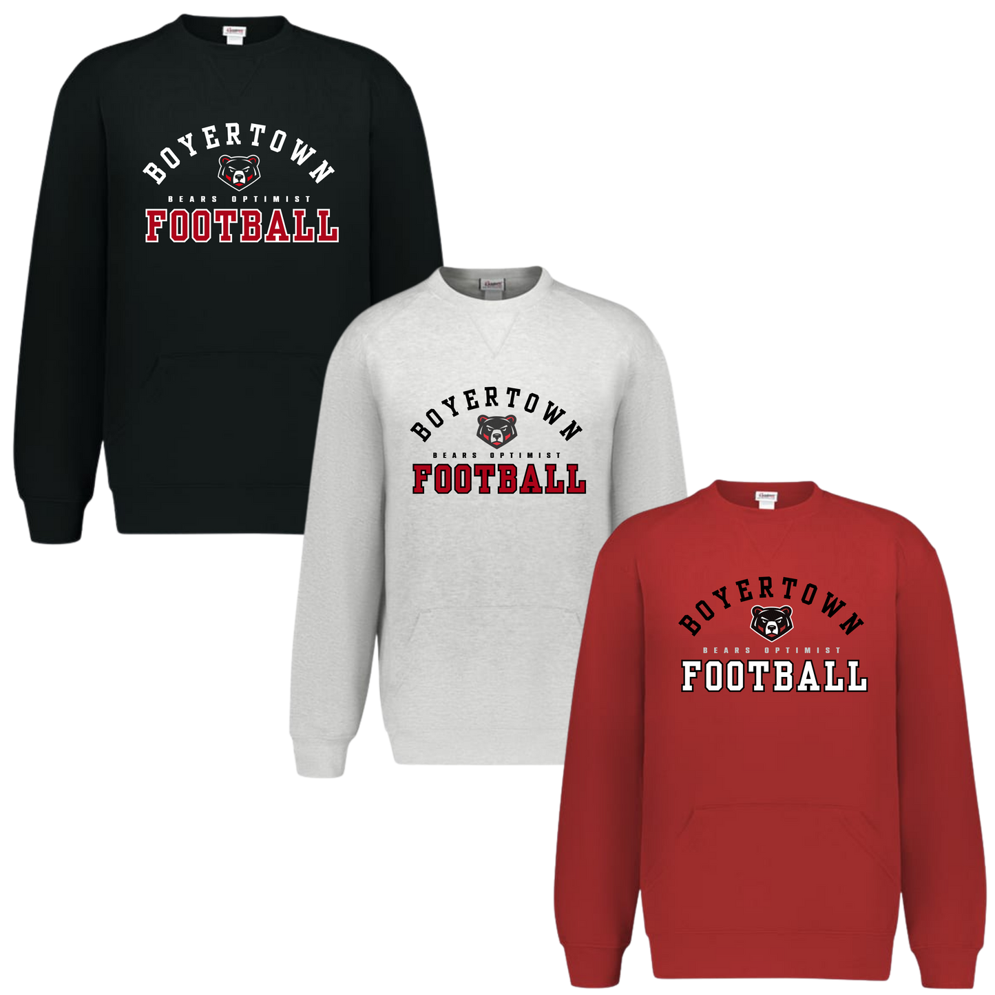 Boyertown Optimist Football Unisex Crewneck With Pouch Pockets - Cover 1