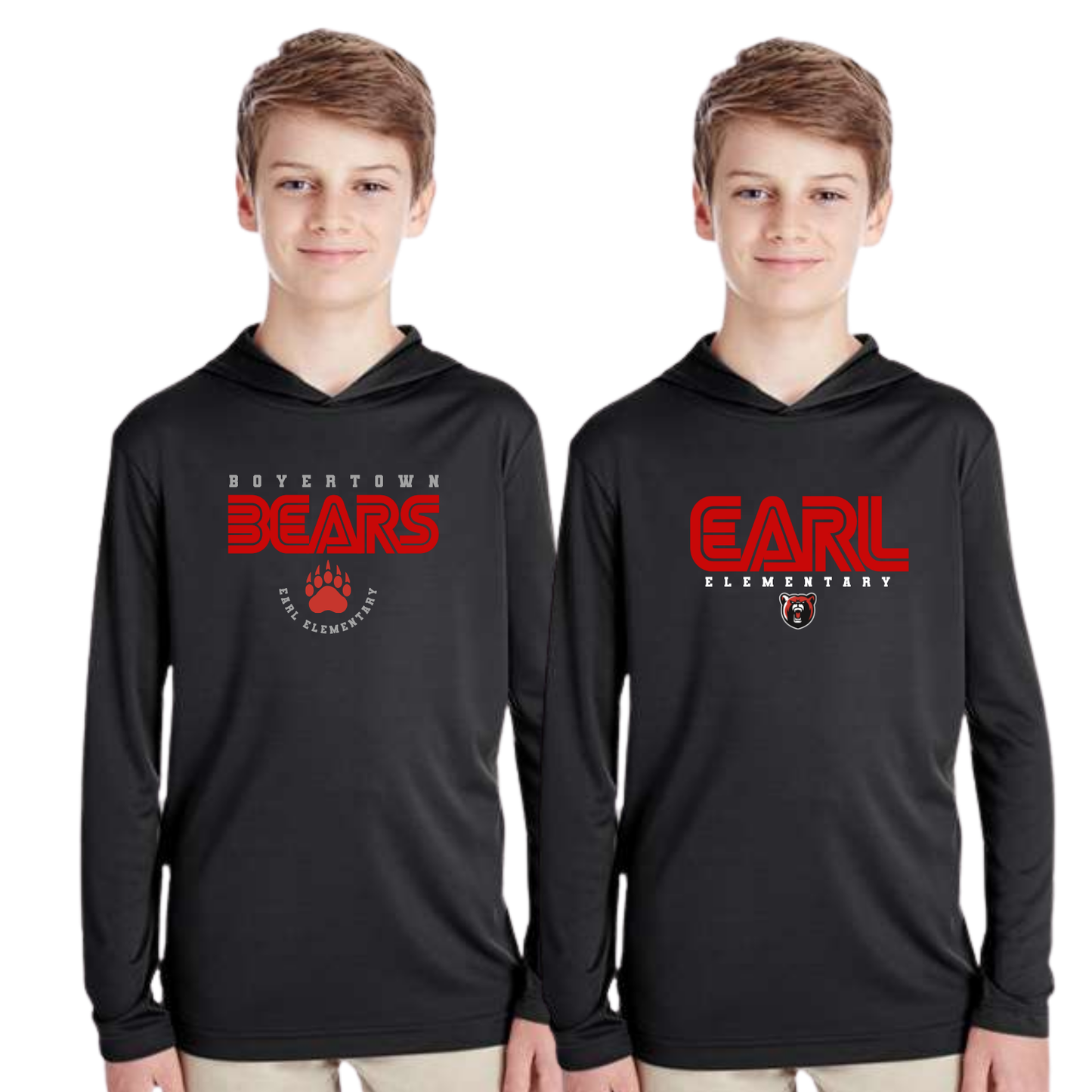 Earl Elementary Long Sleeve Performance Tee With Attached Hood