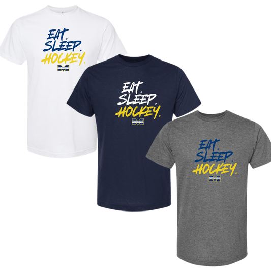 Minutemen Ice Hockey Unisex Poly Blended Tee Eat Sleep