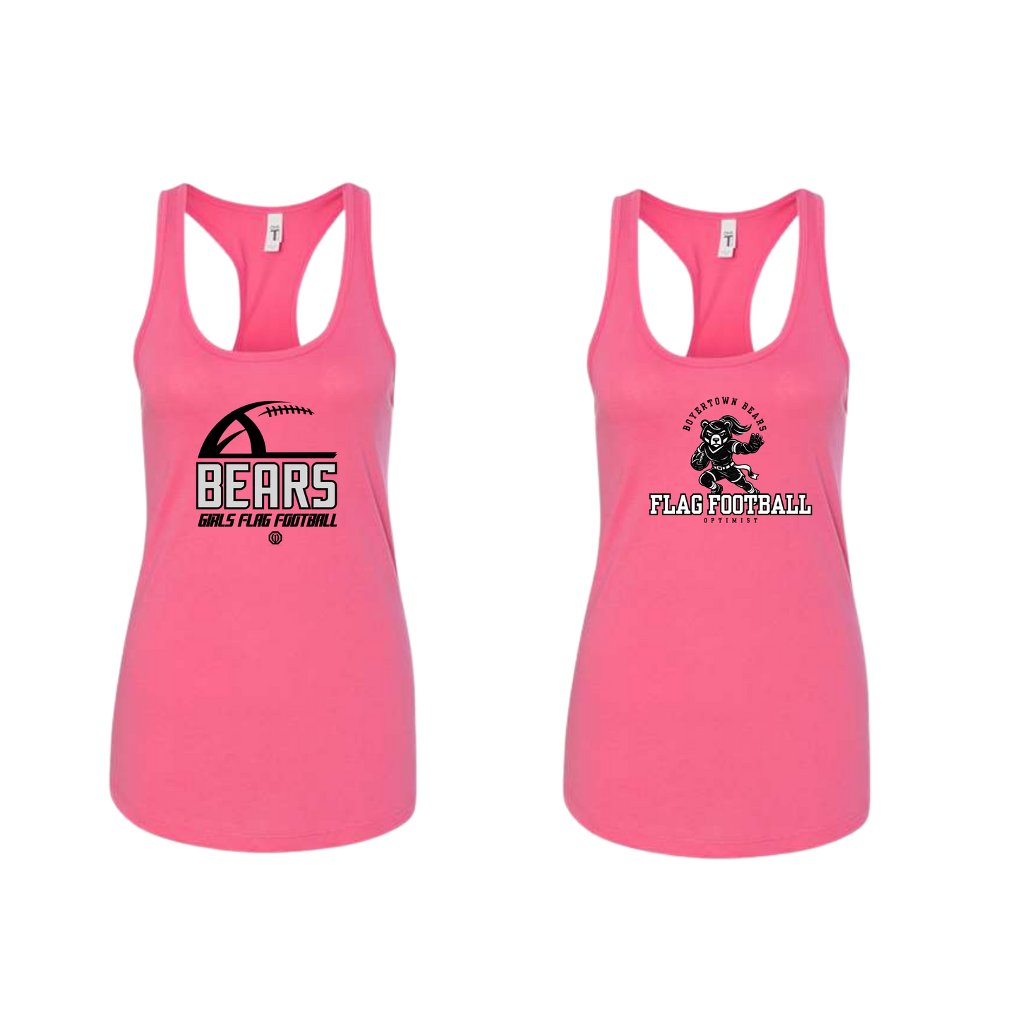 Boyertown Optimist Flag Football Ladies Racerback Tank Pink