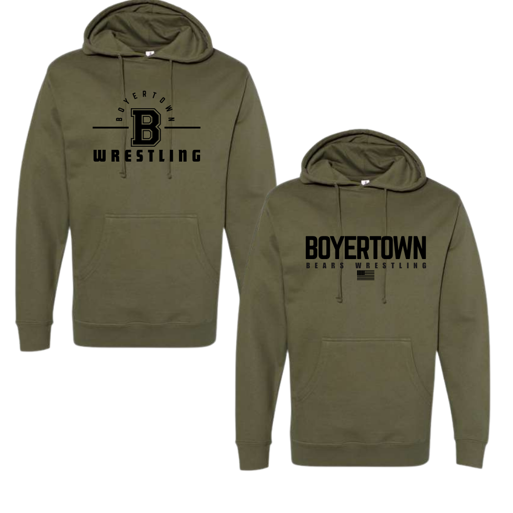 Boyertown Wrestling Military Green Hoodie