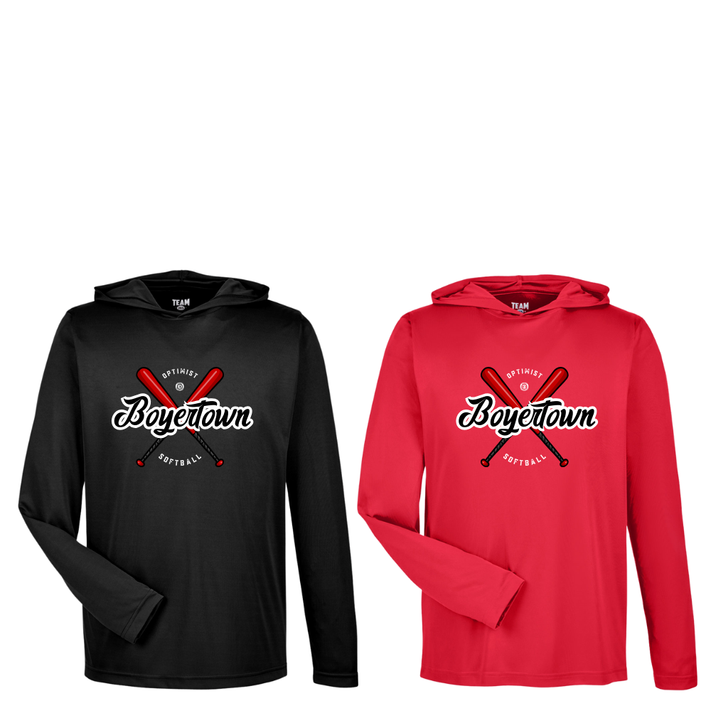 Boyertown Optimist LS Performance Tee With Hood Hustle