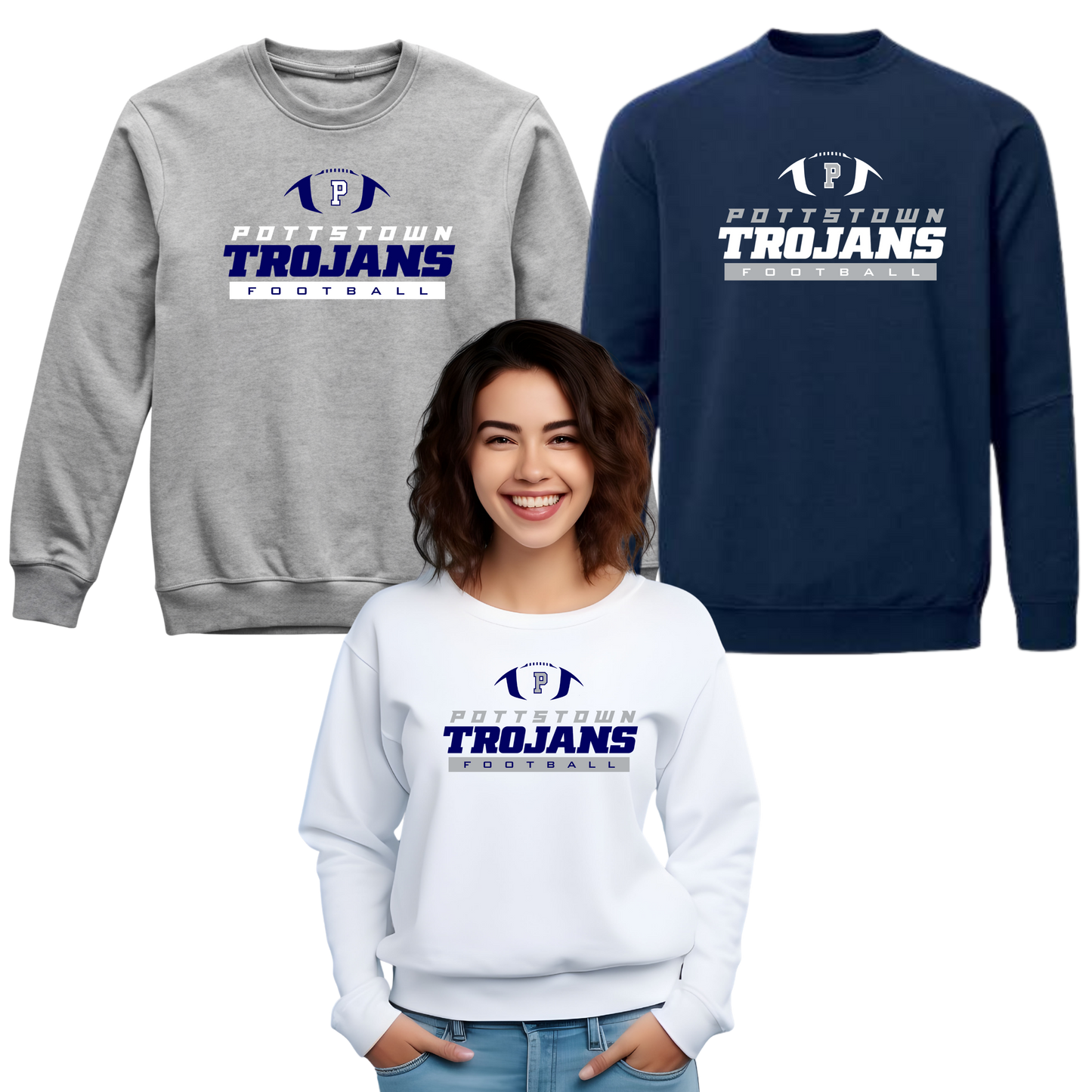 Pottstown Trojans Football Unisex Crewneck - Campus