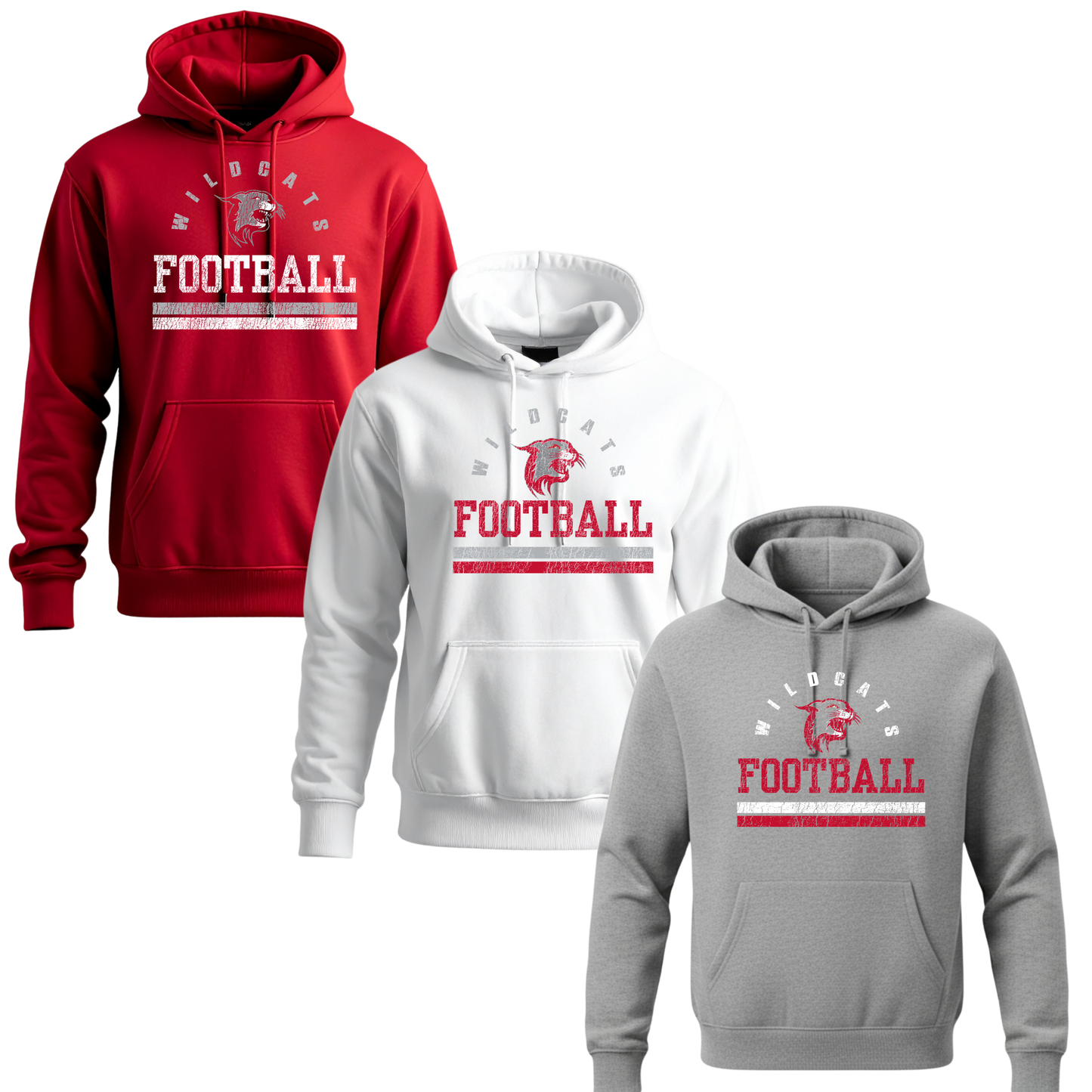 OJR Wildcats Football Unisex Crewneck Hoodie - Weathered