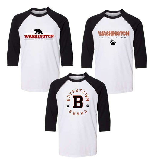 Washington Elementary Baseball Style Youth Tee