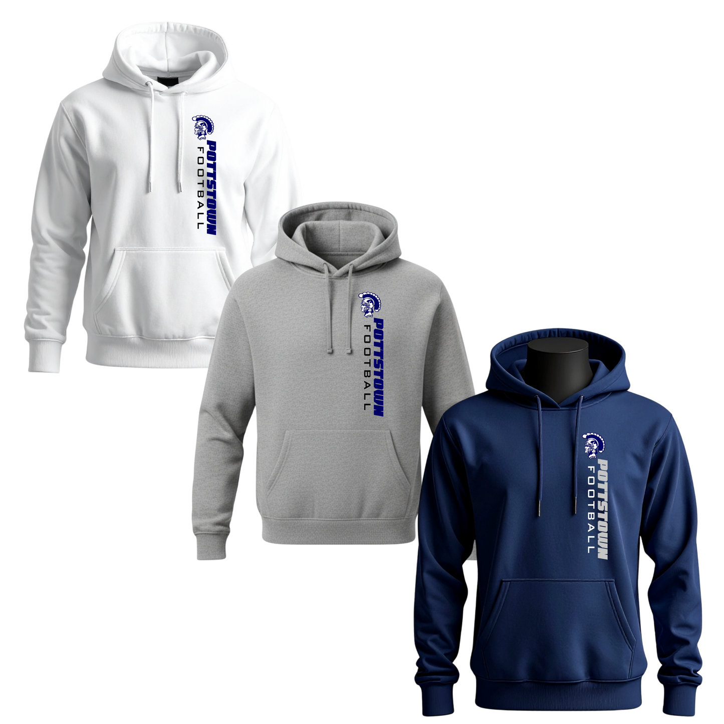 Pottstown Trojans Football Unisex Hoodie - Vertical