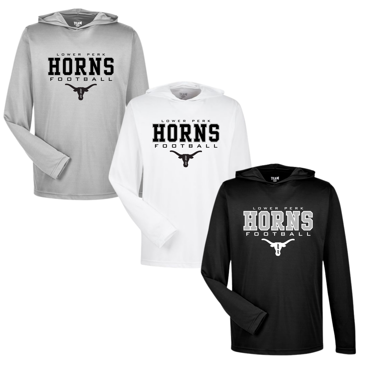 Longhorns LS Performance Tee W/Hood - Horns Football