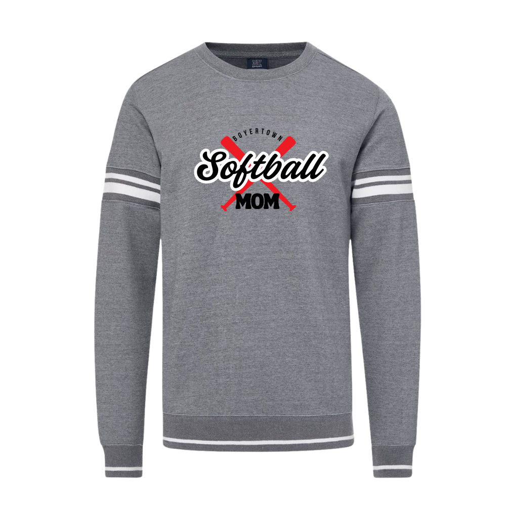 Boyertown Optimist Softball MOM Striped Crewneck