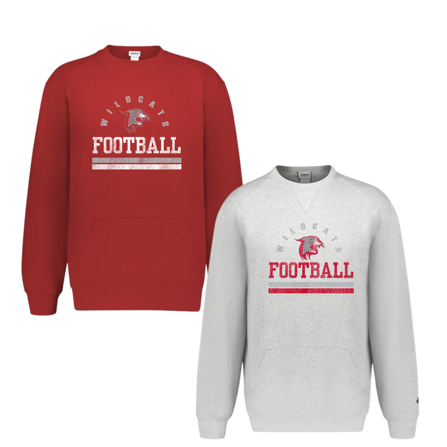OJR Wildcats Football Unisex Crewneck With Front Pockets- Weathered