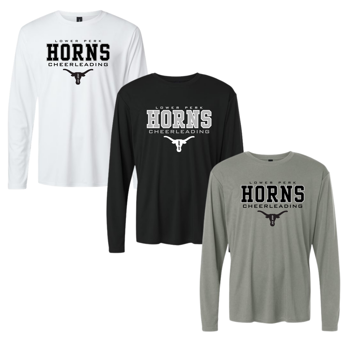 Longhorns Dri Fit LS Performance Tee - Horns Cheer