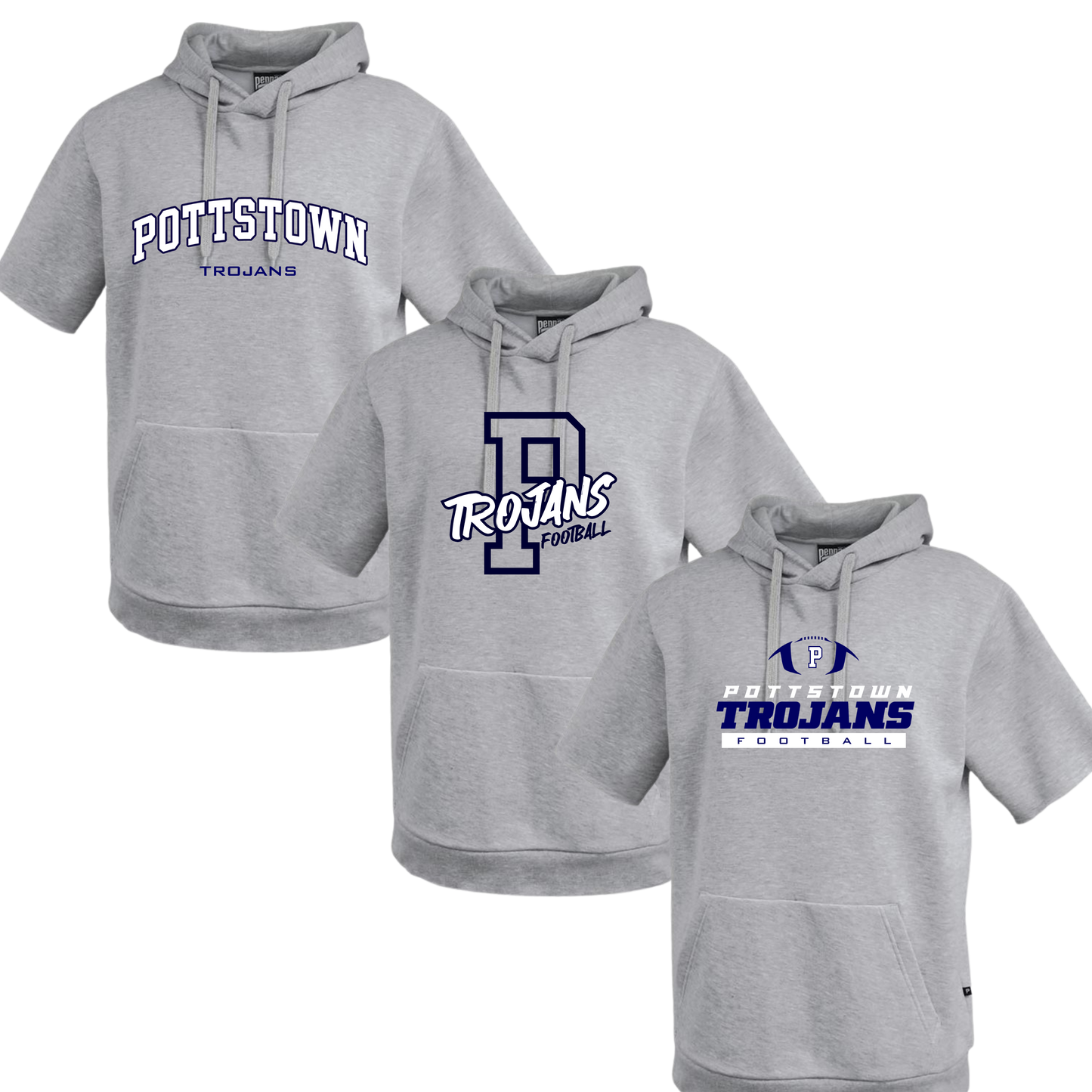 Pottstown Trojans Football Hooded Short Sleeve Fleece