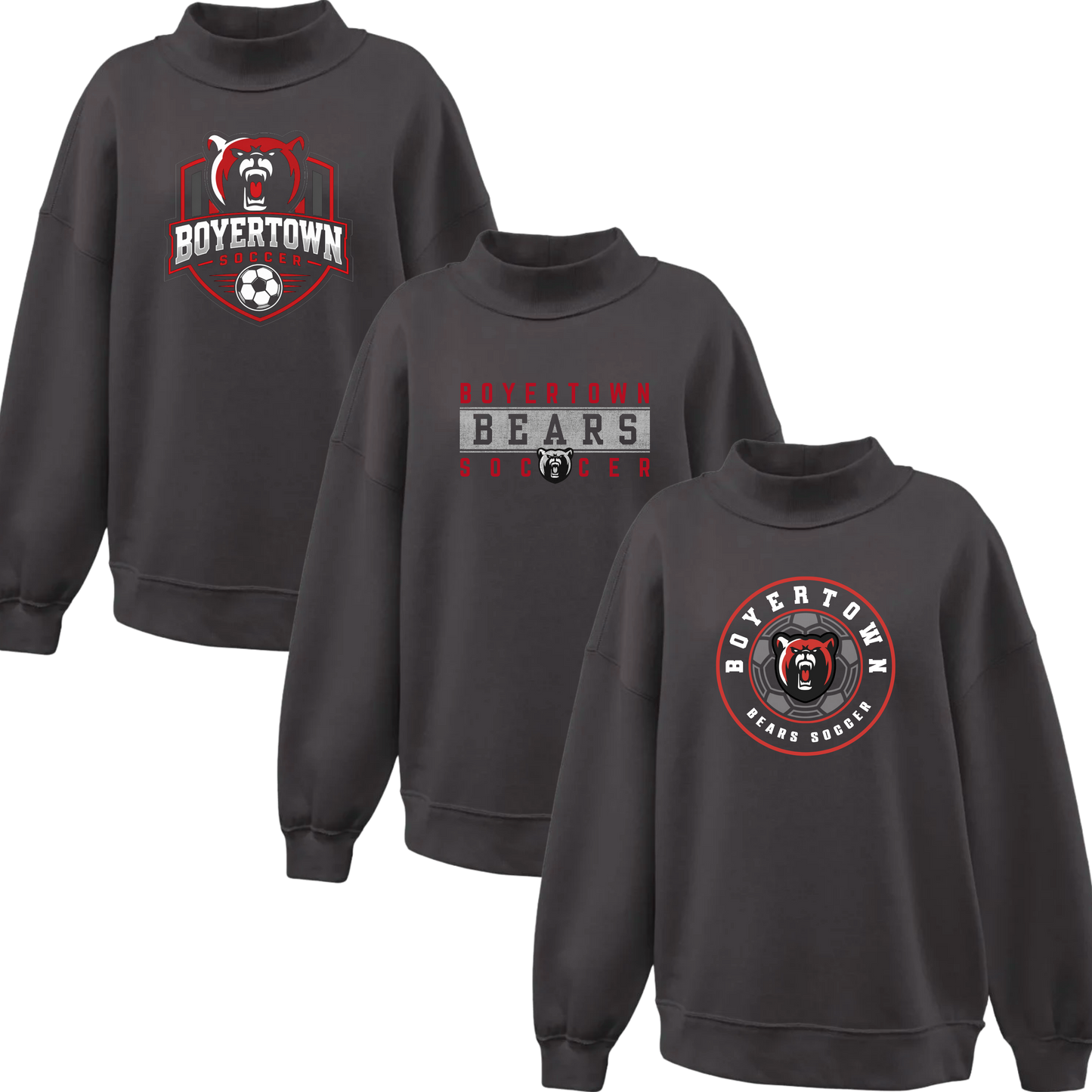 Boyertown Boys Soccer Oversized Womens Mockneck
