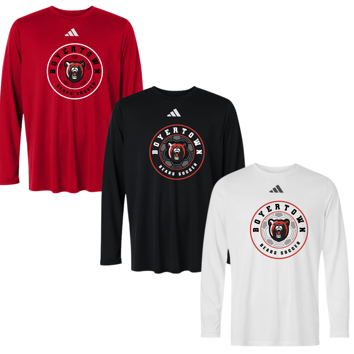Boyertown Boys Soccer Adidas Pregame Long Sleeve Tee - Corner