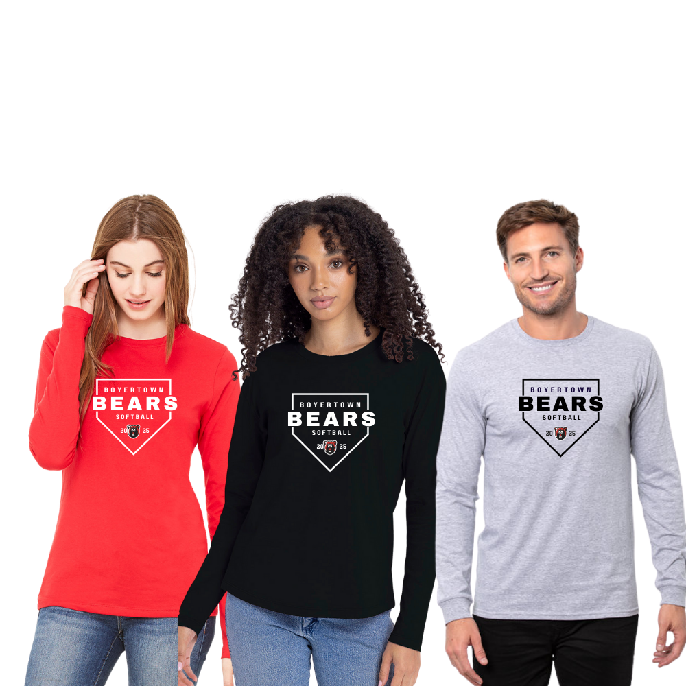 Bears Softball LS Unisex Cotton Tees Varsity