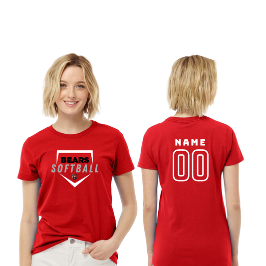 Bears Softball Mens & Ladies Cotton Tee Custom Name & Number
