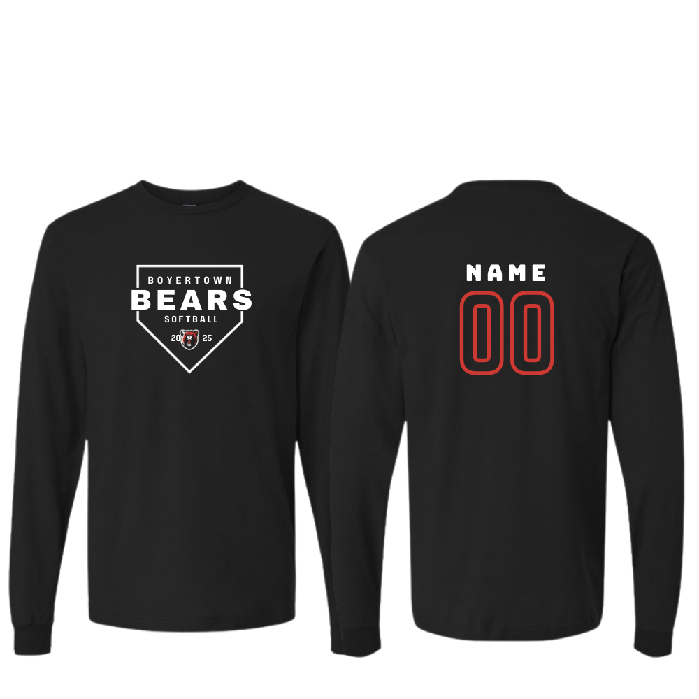 Bears Softball Unisex LS Cotton Tee Custom Name & Number