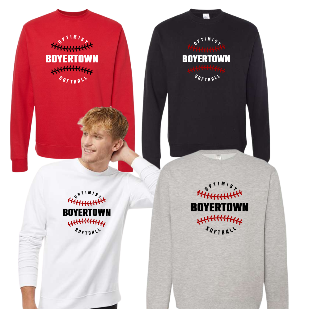 Boyertown Optimist Softball Unisex Crewneck Sweatshirt Seams