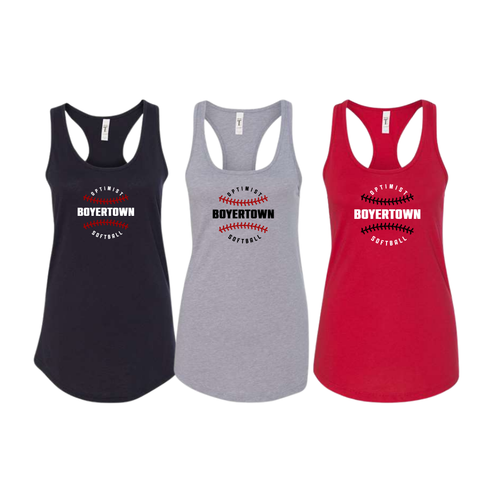 Boyertown Optimist Softball Ladies Racerback Tank Seams