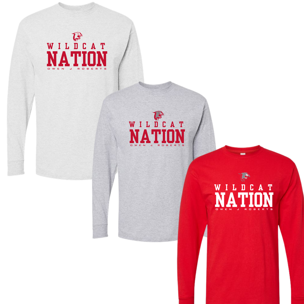 OJR Football LS Cotton Unisex Tee - Wildcat Nation