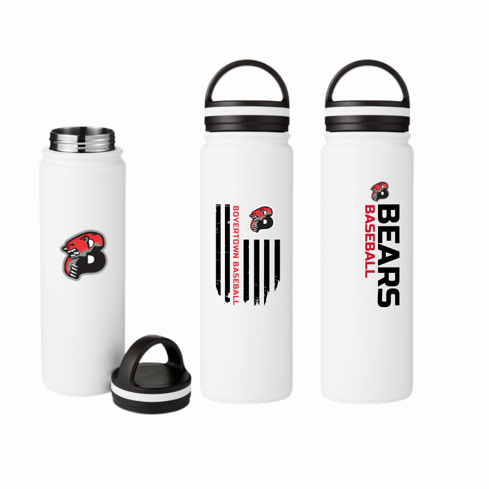 Boyertown Travel Baseball 24 OZ Stainless Steel "Water" Bottle