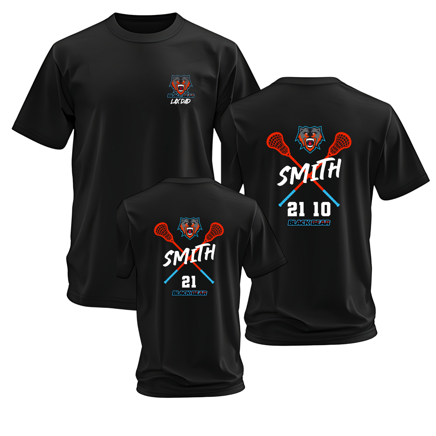 Black Bears LAX DAD Tee : Enter NAME & Number ( Numbers if multiple ) No Need To Pay For Customization