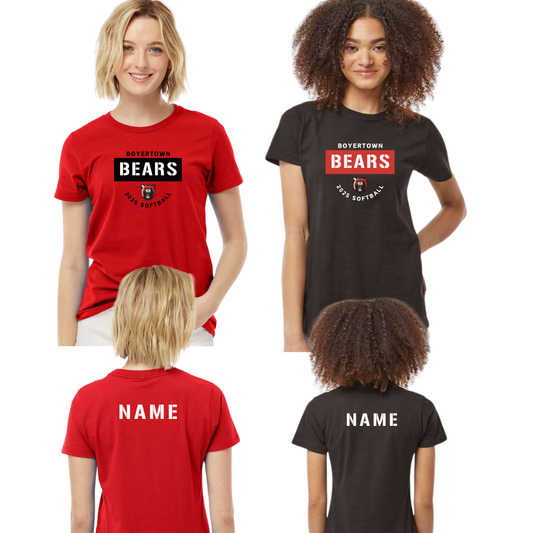Bears Softball Ladies Cotton Tee Unite/Custom Name