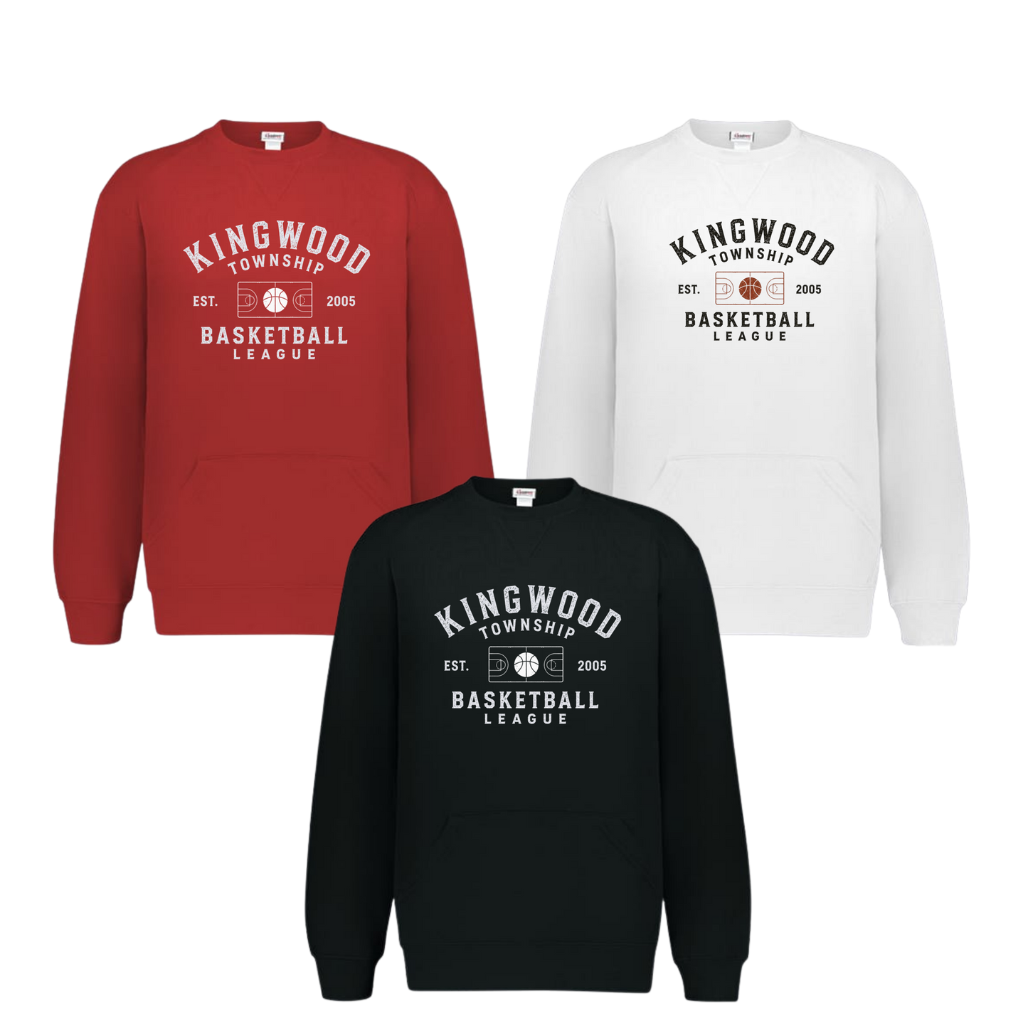 KW Basketball Unisex Crewneck With Front Pouch Pocket - Hardwood