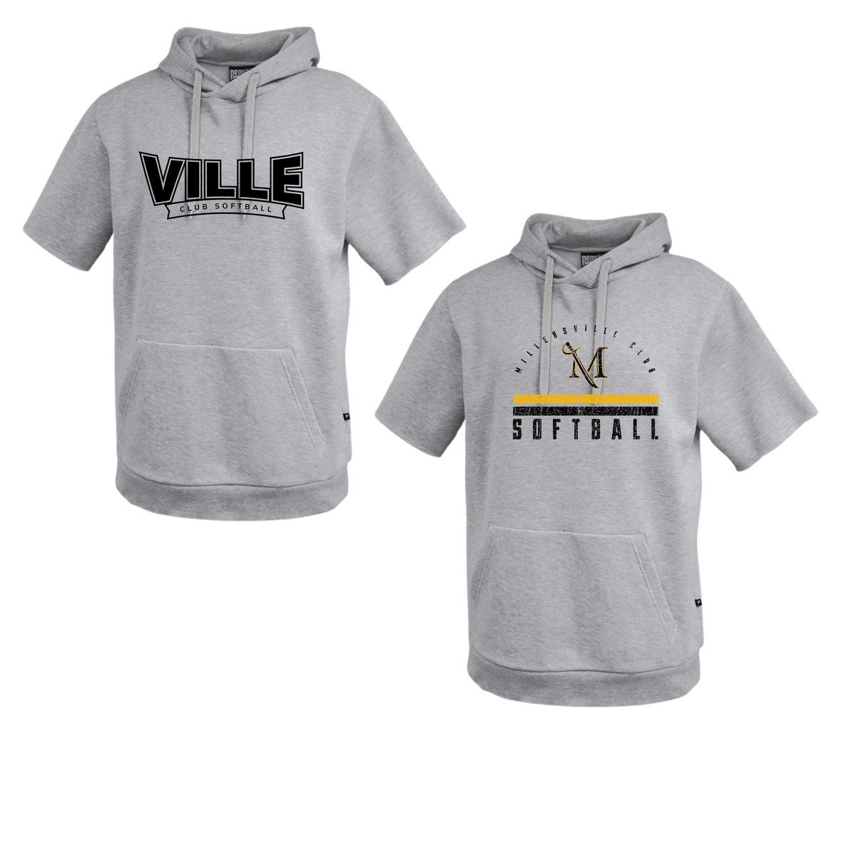 Millersville Club Softball Raw Cut Hooded Short Sleeve Hoodie