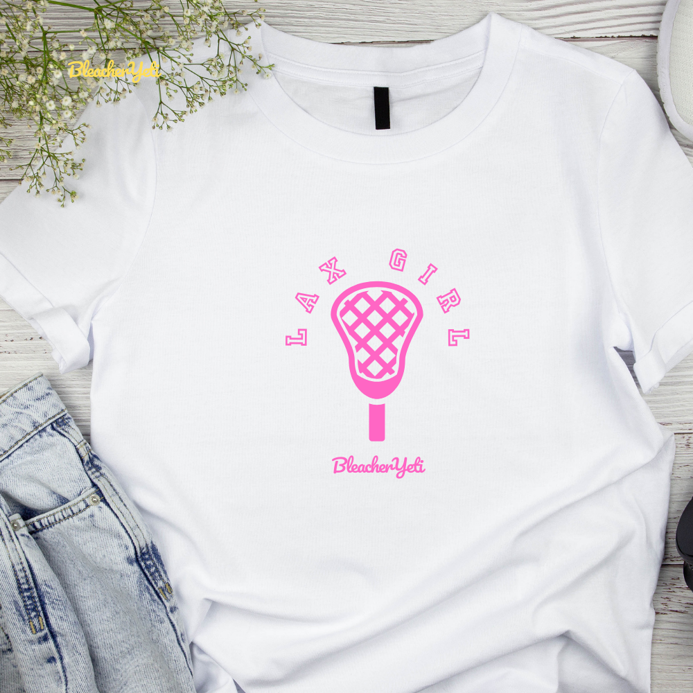 LAX Girl Pink White Tee
