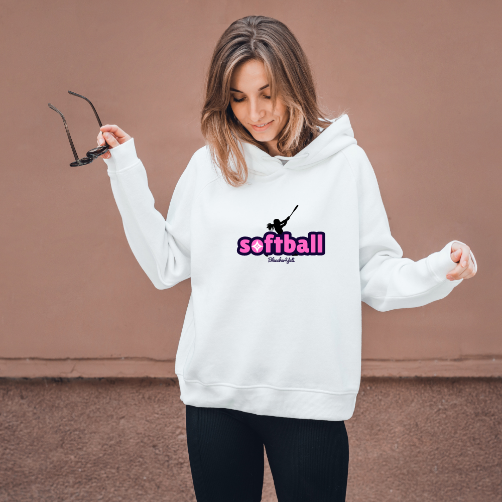 Softball Batter White Hoodie