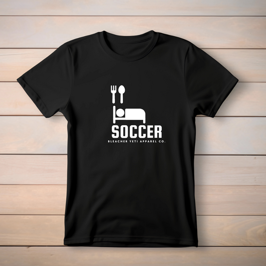 Eat Sleep Soccer Icons Black Tee