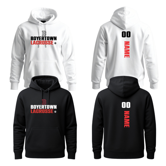 Boyertown LAX Boyertown Lacrosse Custom Name & Number Hoodie Spine Print