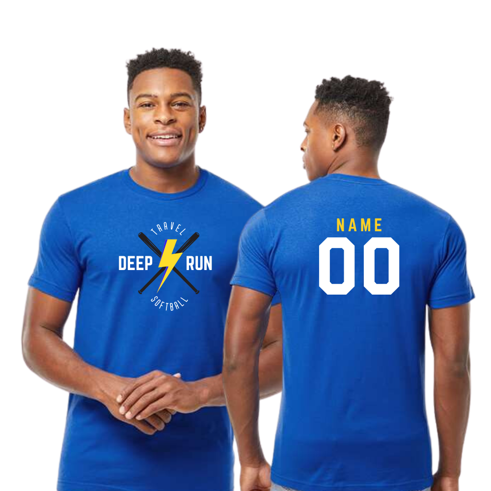 Deep Run Softball SS Unisex Cotton Tee Custom Name & Number Bolt