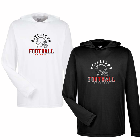 Boyertown Optimist Football LS Performance Tee W Hood Gridiron