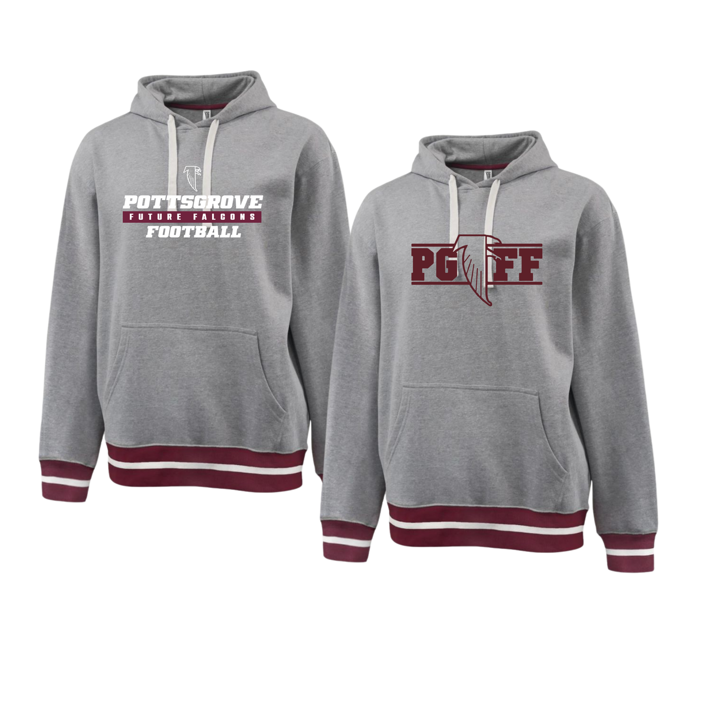 PGFF Stadium Style Hoodie Grey With Maroon Trim