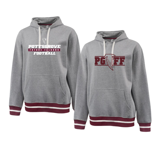 PGFF Stadium Style Hoodie Grey With Maroon Trim