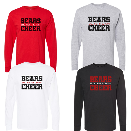 Bear Cheer Unisex LS Cotton Tee - Bears Stacked