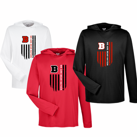 Boyertown Optimist Football LS Performance Tee W Hood Bear Nation