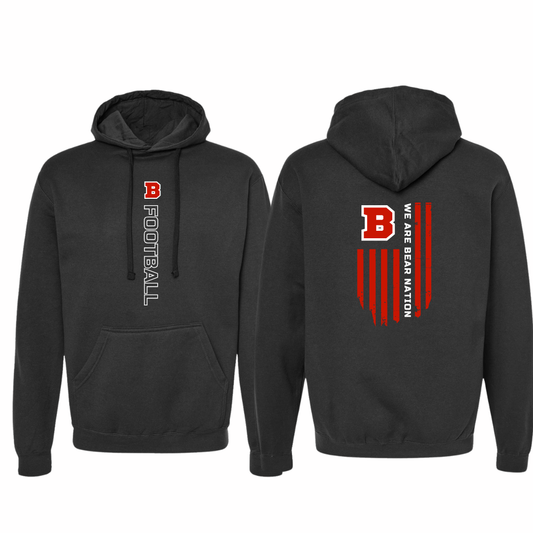 Boyertown Opt Football Black Unisex Hoodie Vertical B & Bear Nation