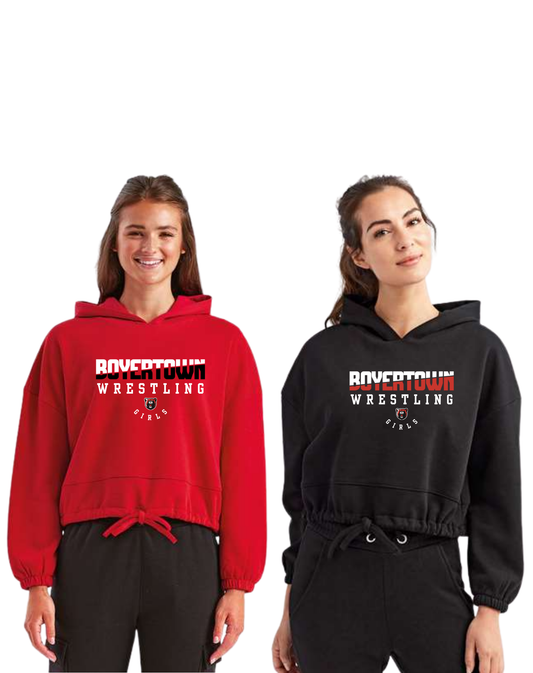 Boyertown Girls Wrestling Womens Oversize Crop Hoodie