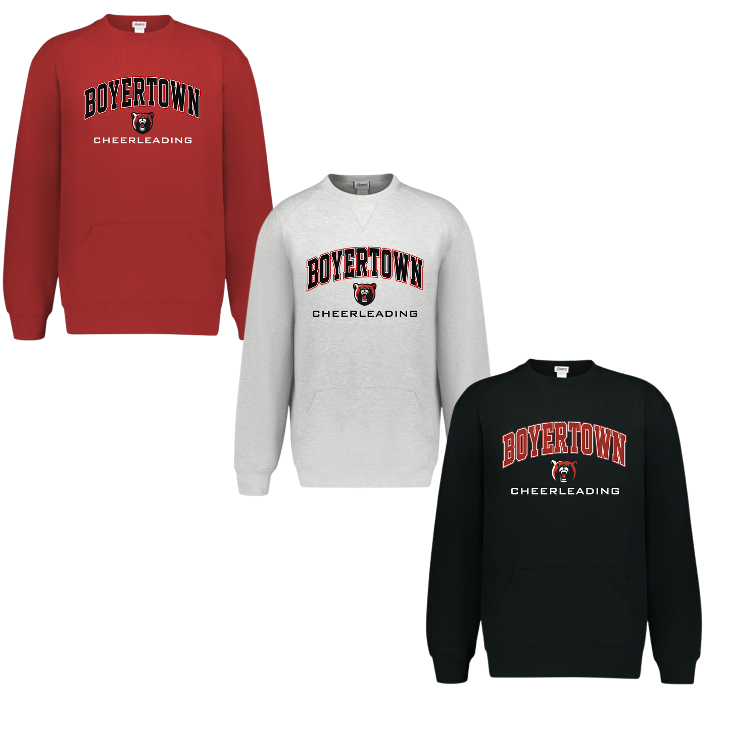 Bears Cheer Crewneck w/ Front Pocket - Boyertown Arch